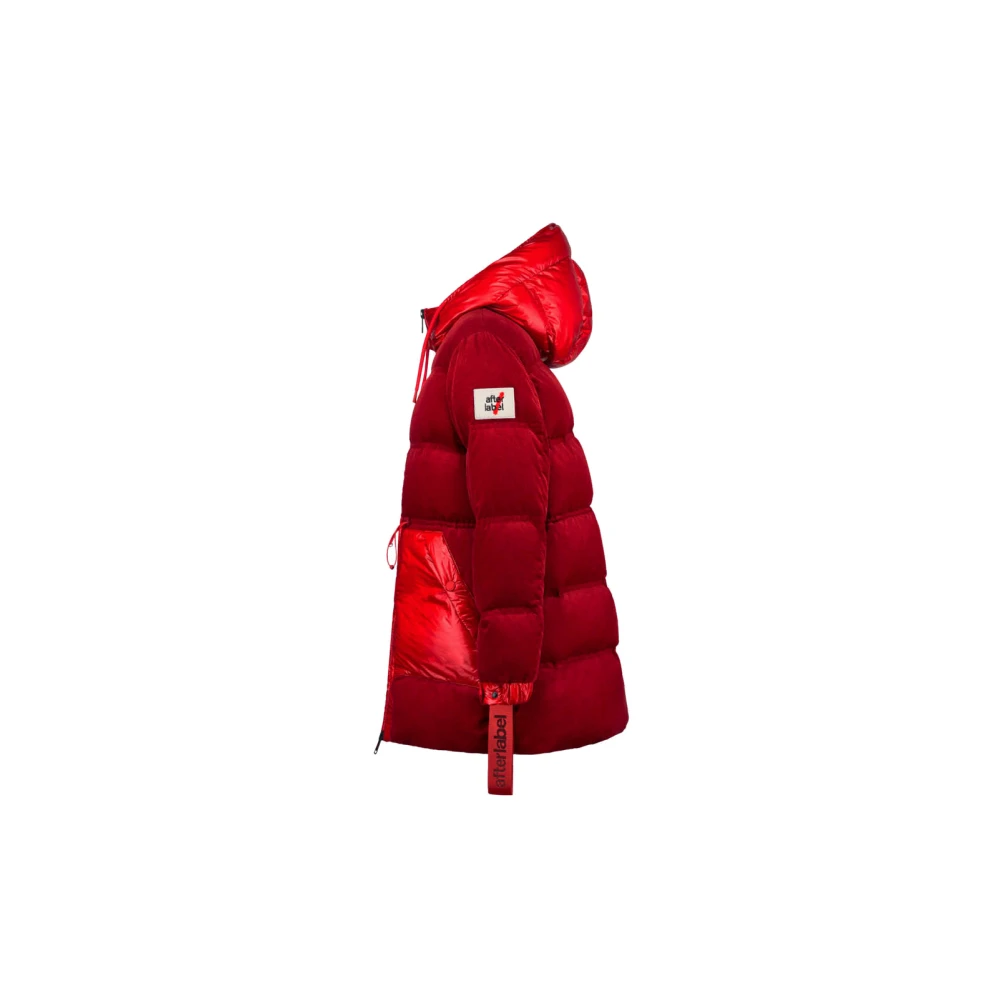 Afterlabel Rode Fluweel Puffer Jas Red Dames