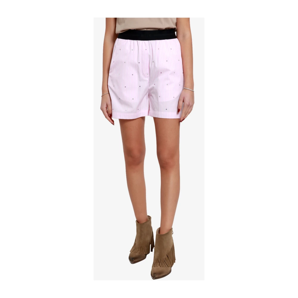 Msgm Roze shorts met hoge taille en strass-steentjes Pink Dames