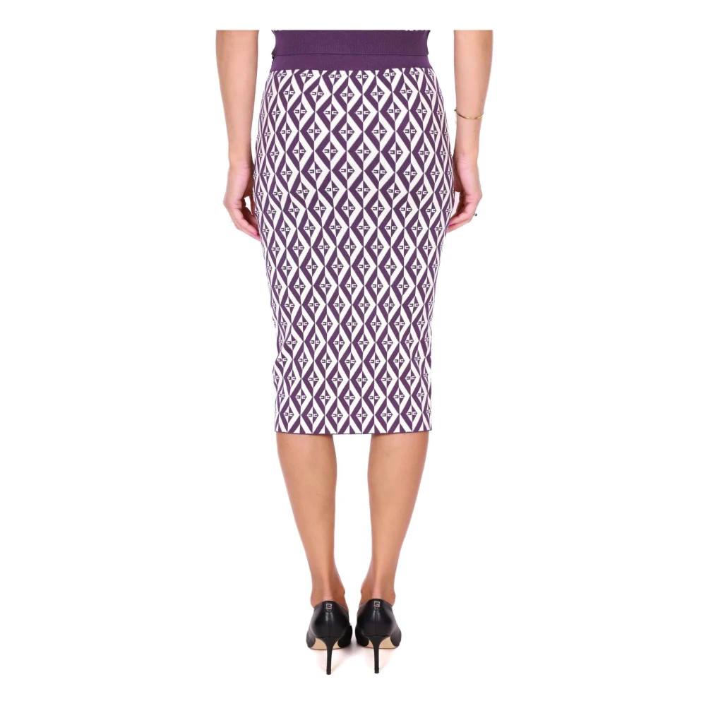 Elisabetta Franchi Diamant Jacquard Pencil Rok Pruim Purple Dames