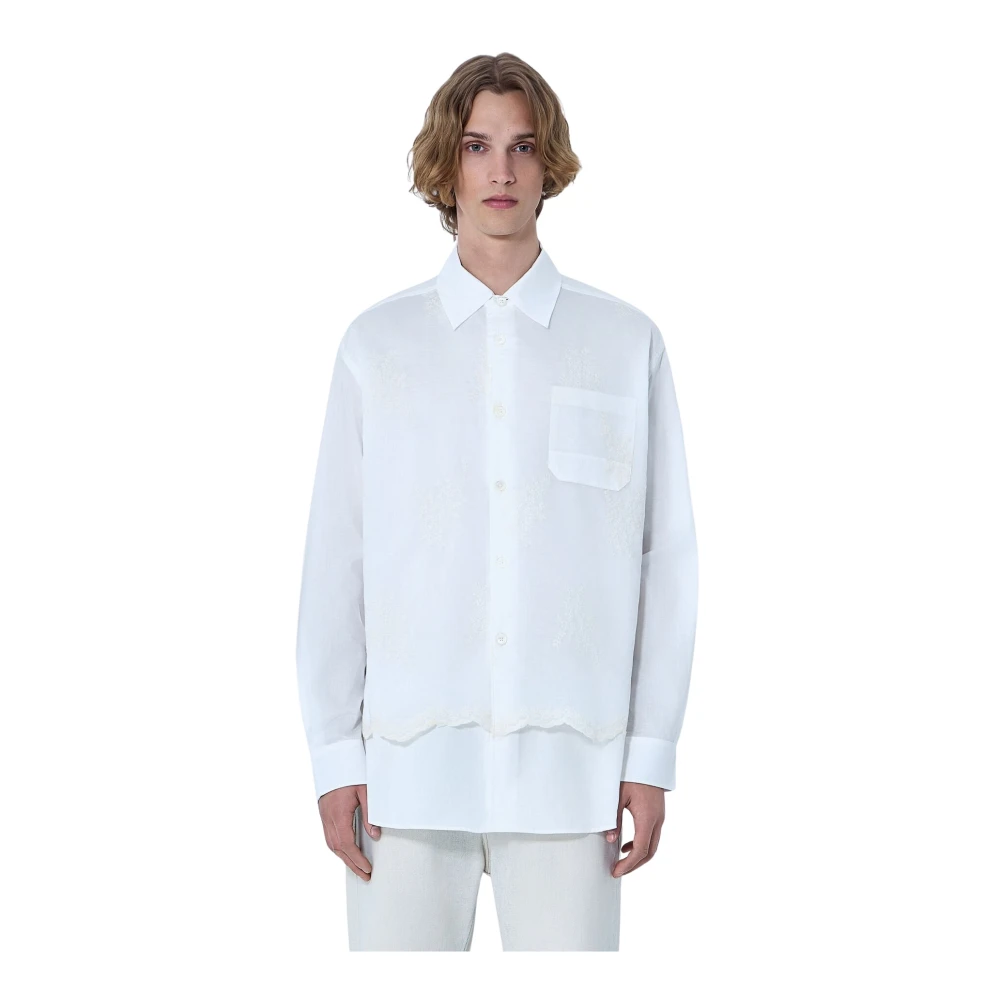 Our Legacy Men's White Embroidered Cotton Poplin Shirt - Casual Shirts - L - Shirts