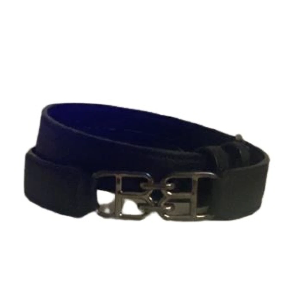 Bally Gladde Rundleer Riem met Dubbele Lus Black Dames
