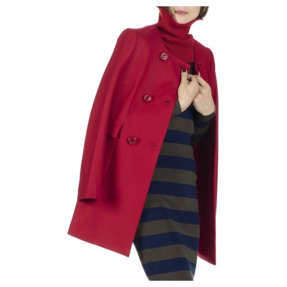 Liu Jo Romantische Wolmix Trapezium Jas Red Dames