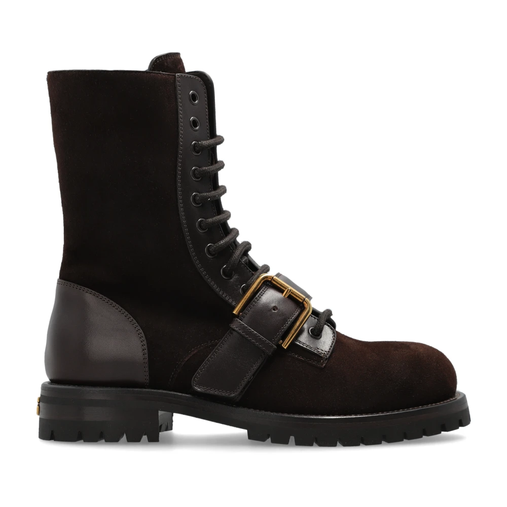 Dolce & Gabbana Black Calf Leather Bos Taurus Lace-Up Boots - EU40/US10 - Image 2