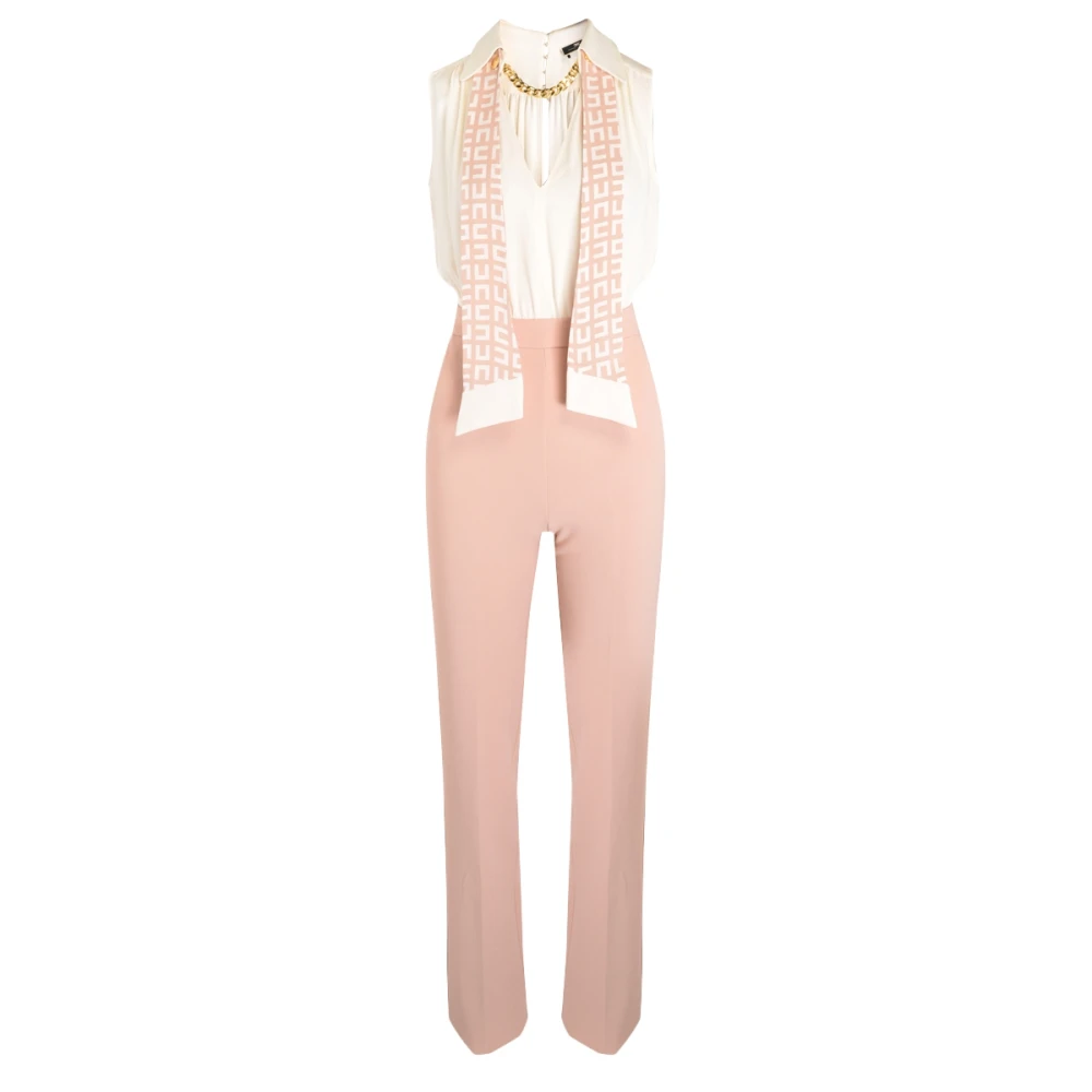 Elisabetta Franchi Chic Playsuit med Dubbla Crêpe Stretchbyxor Pink, Dam