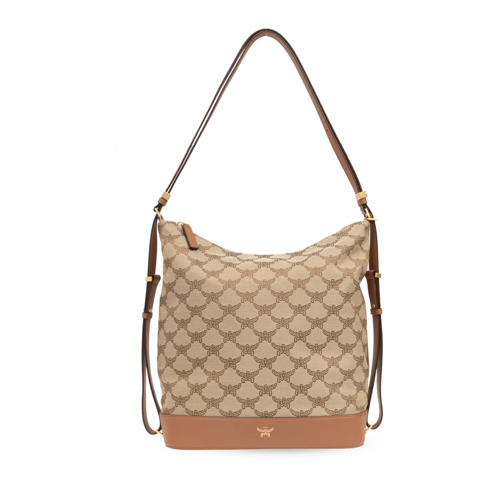 MCM Himmel Hobo Schoudertas Canvas Beige Dames