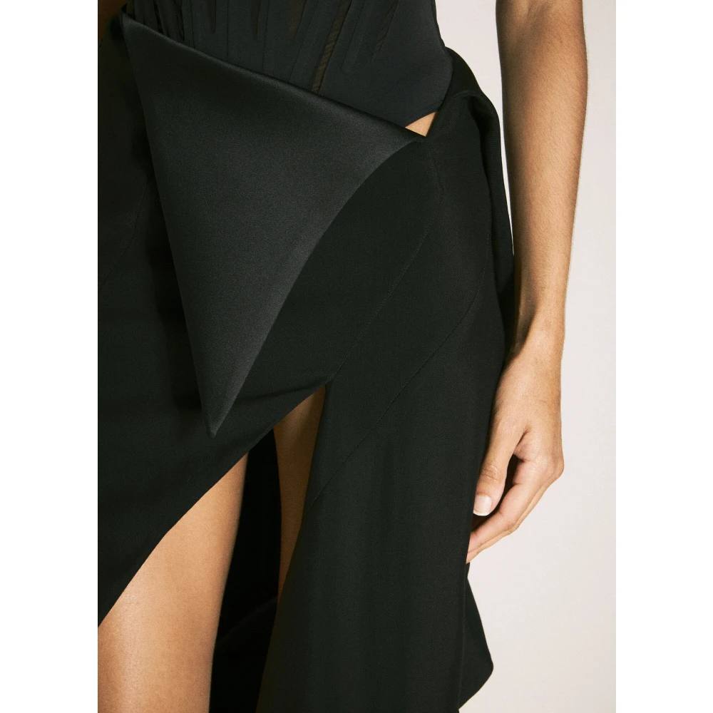 Mugler Satin Cummerbund Rok Black Dames
