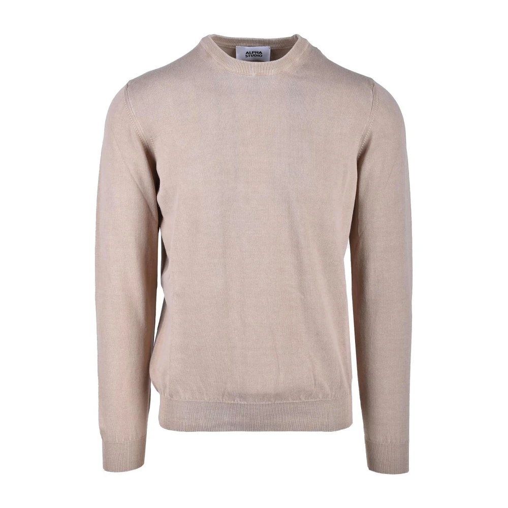 Alpha Studio Round-neck Knitwear Beige Heren