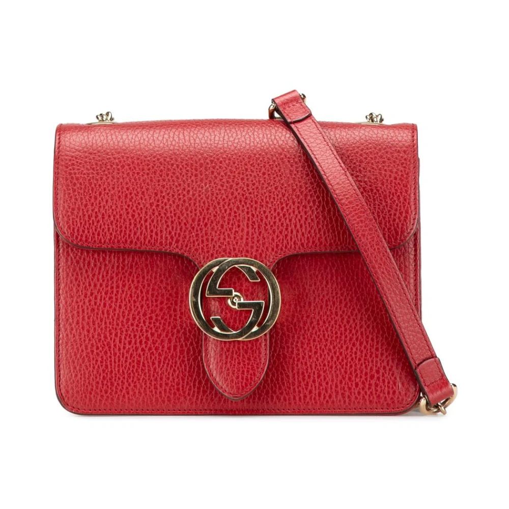 Gucci Vintage Women's Red Pre-Owned Interlocking G Shoulder Bag