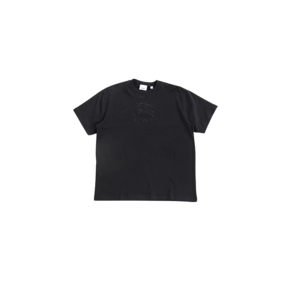 Burberry Zwart geborduurd logo T-shirt Black Heren