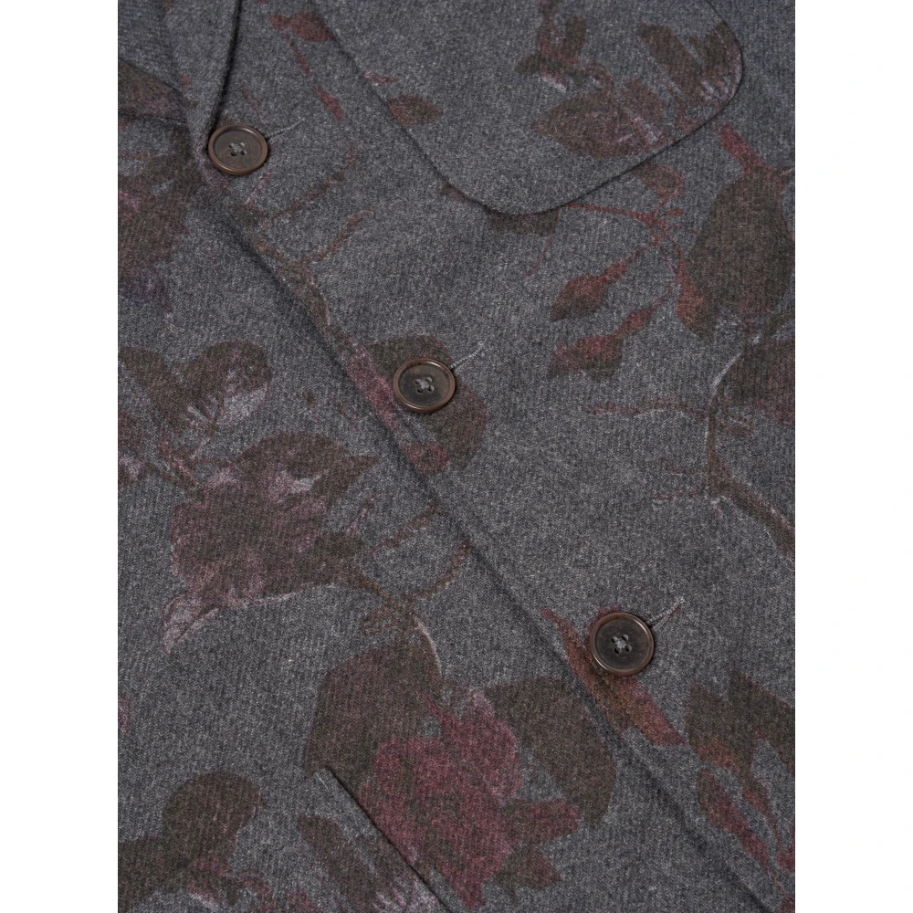 Universal Works Gedrukte Flanellen Drieknoopsjas Gray Heren