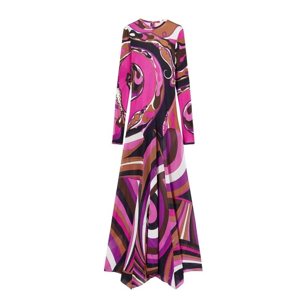 EMILIO PUCCI Lange jurk met Orchidee en Iride print Multicolor Dames