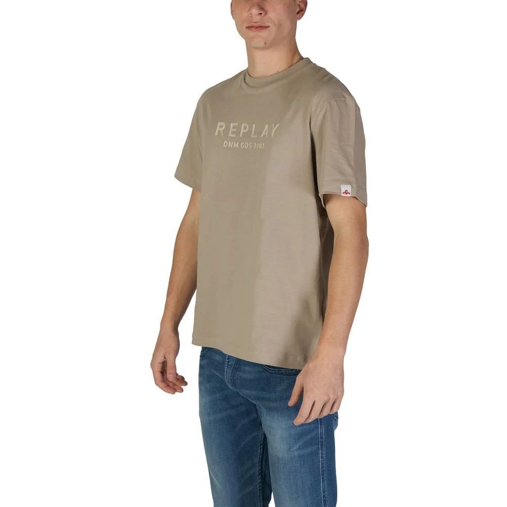 Replay Katoenen T-shirt Korte Mouwen Lente Zomer Beige Heren