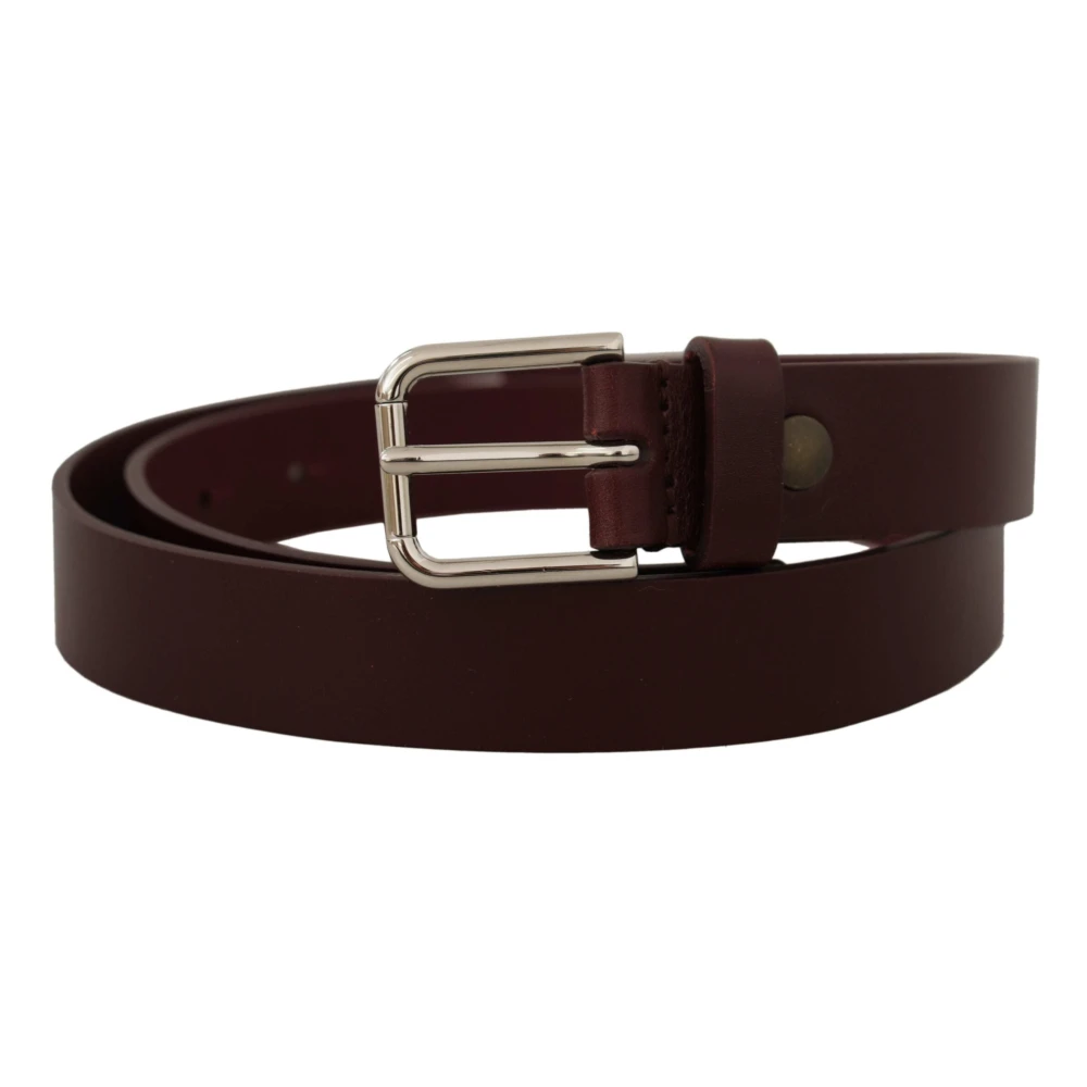 Dolce & Gabbana Women's Brown Belts,, Elegant Maroon Leather Belt With Logo Buckle Medium
