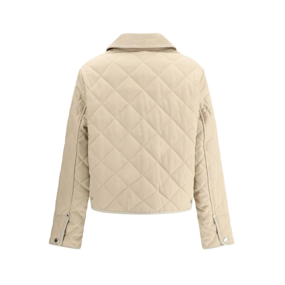 Burberry Klassieke Katoenen Jas met Corduroy Kraag Beige Dames