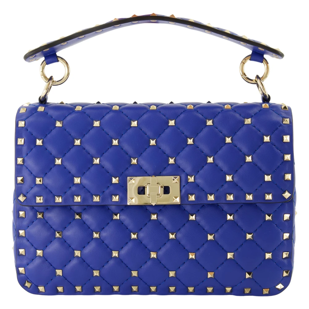 Valentino Garavani Blauwe Gewatteerde Spike Tas met Ketting Blue Dames