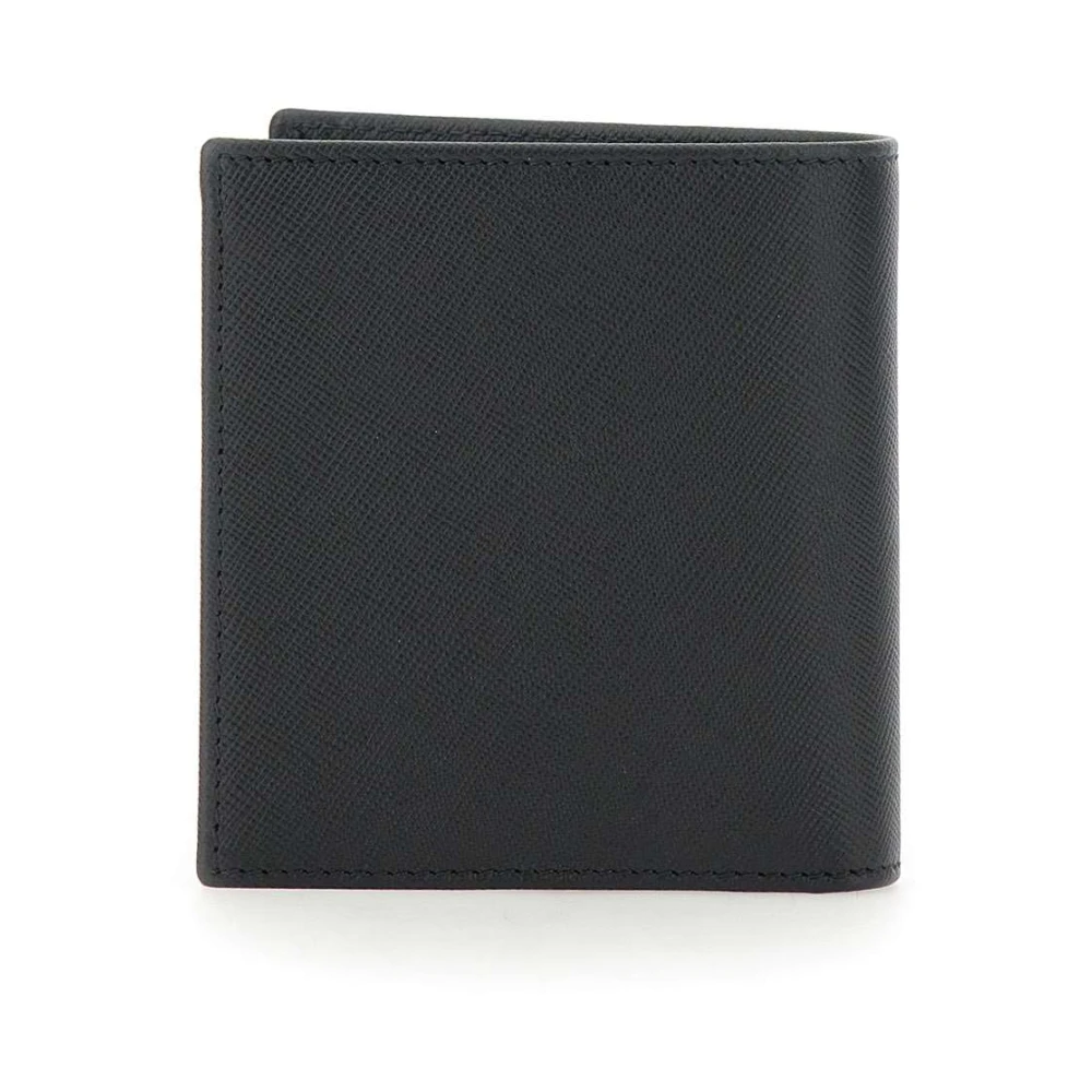 Kiton Zwarte leren portemonnee met metalen logo Black Heren