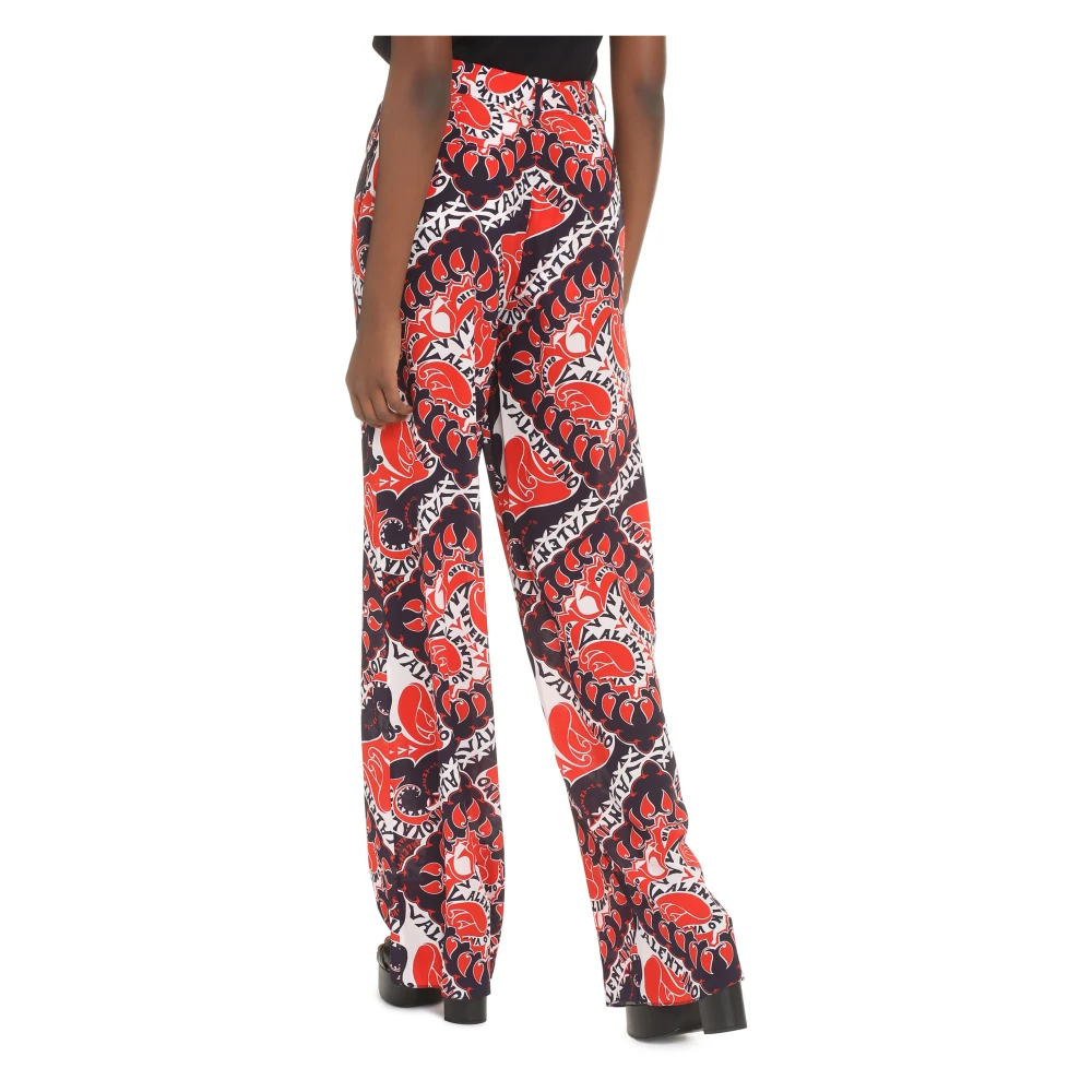 Valentino Zijden Broek All Over Print Multicolor Dames