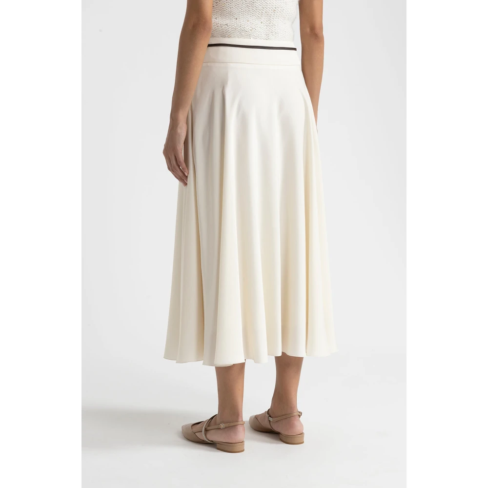 PESERICO Zachte viscose blend rok met riem Beige Dames