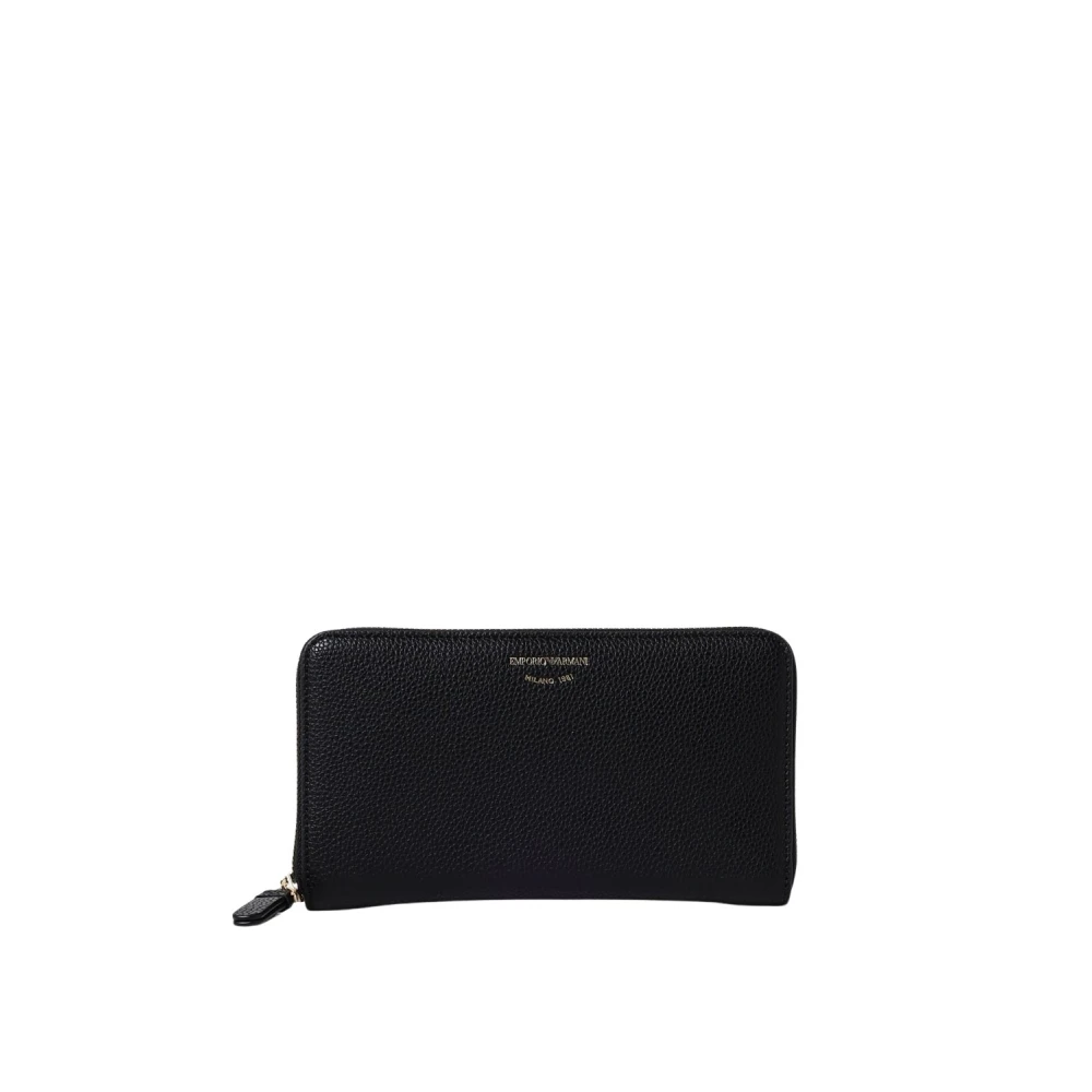 Emporio Armani Vrouw Zwart Accessoires Dames, One Size, Polyester, Portemonnee Met Logo-Reliëf