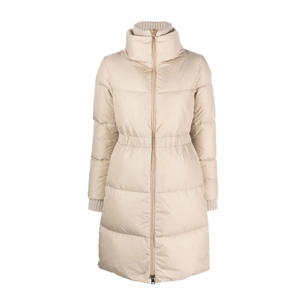 Herno Kvinno Beige Kappor & Rockar Dam, M, Nylon, Puffer & Dunjacka