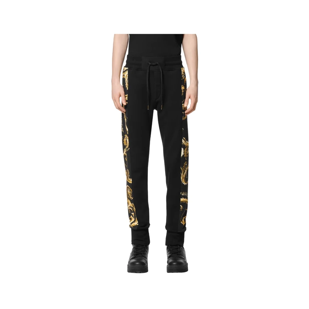 Versace Jeans Couture Zwarte Slim Fit Broek Elegante Details Multicolor Heren