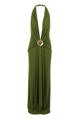 cult gaia green dress Celestine & Mae GAIA MIDI DRESS IN SMOKE GREEN