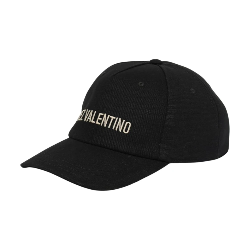 Valentino Garavani Men's Black Embroidered Logo Baseball Cap Stylish Headwear