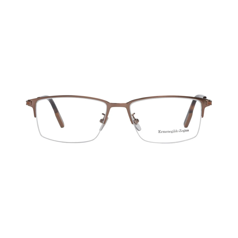 Ermenegildo Zegna Bronzen Half-Rim Optische Monturen Brown Heren