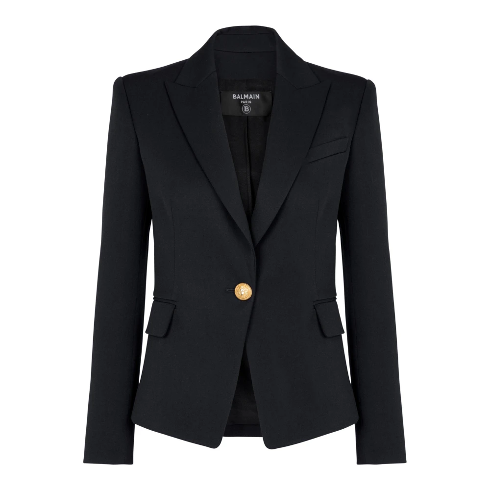 Balmain Mujer Negro - Americana De Lana De Un Botón - Jackets - 2XL