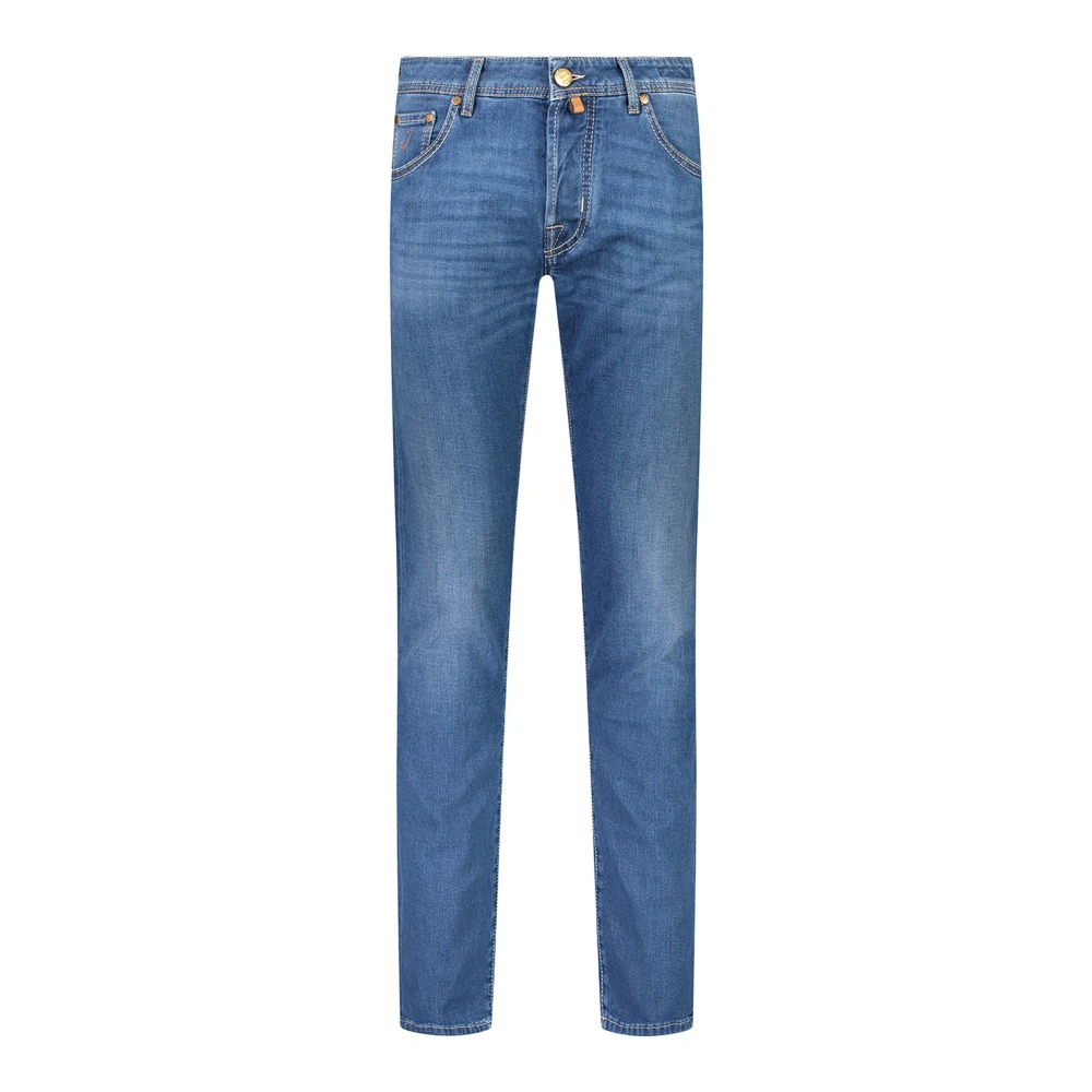Jacob Cohën Super Slim Jeans met Leren Detail Blue Heren