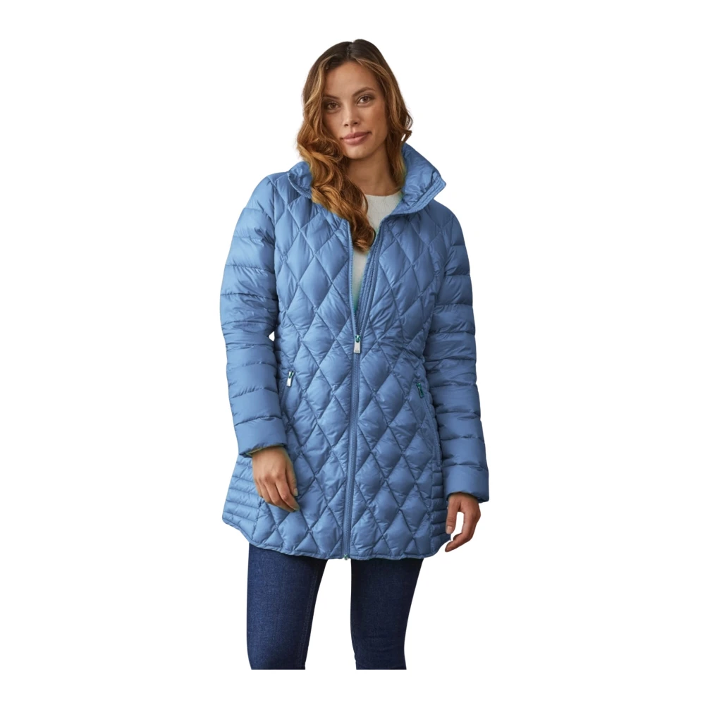 Junge Moderne pasvorm gewatteerde jas Ocean Blue Dames