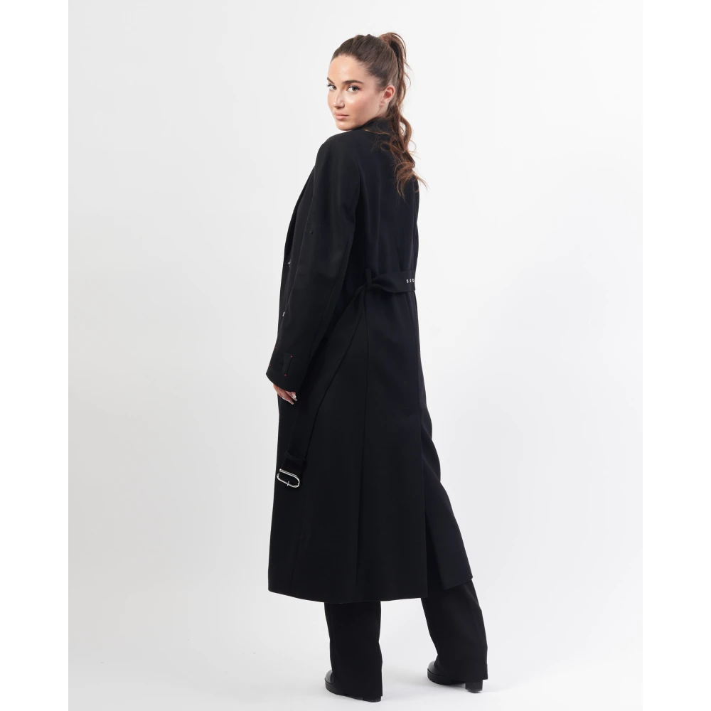 Hugo Boss Zwarte wollen blend ceintuurjas Black Dames
