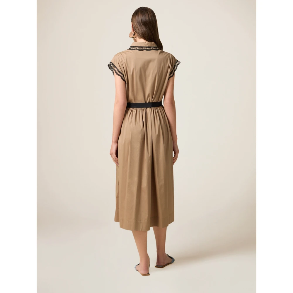 Oltre Shirtjurk met Makramee-Detail Brown Dames