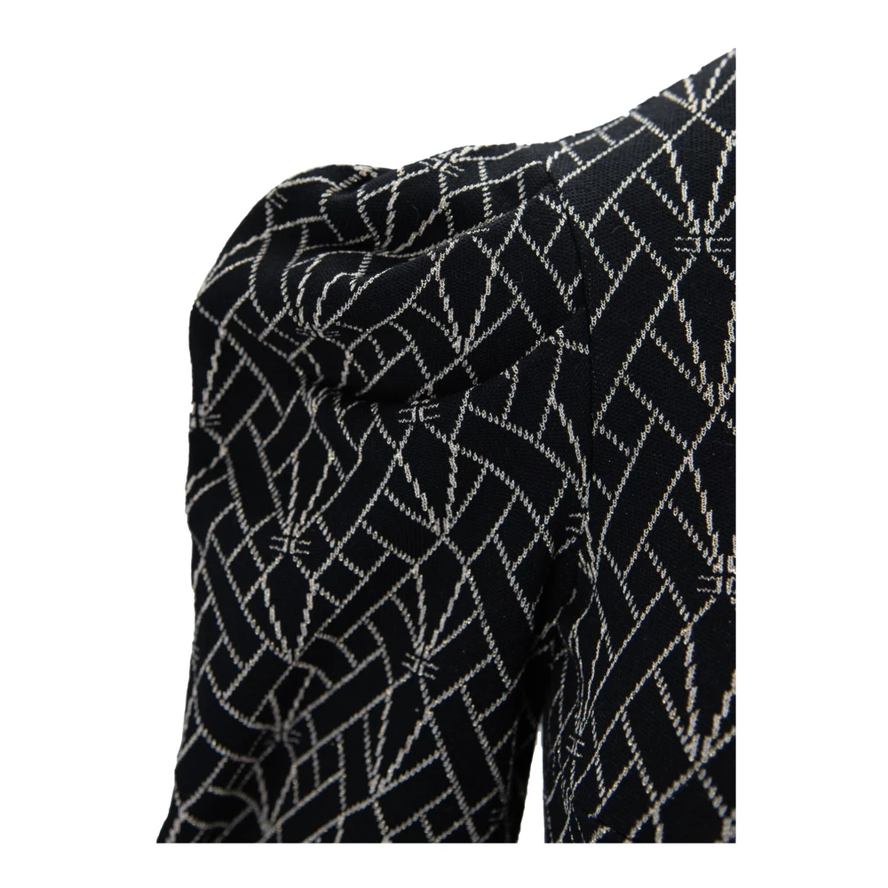 Elisabetta Franchi Korte jurk met hoge kraag Black Dames