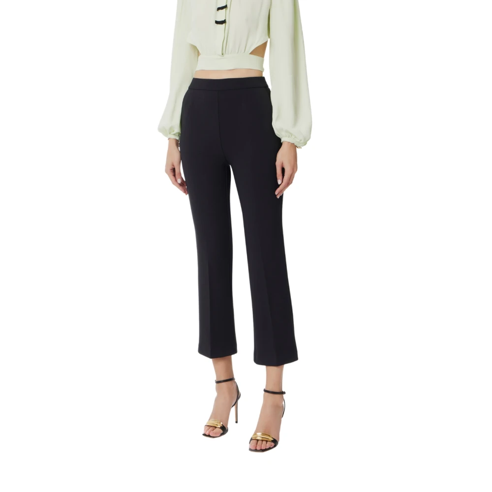 Elisabetta Franchi Black Cropped Trousers Slim Fit - Female - Cropped Trousers - Xl - Trousers