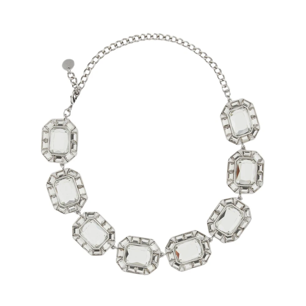 Self Portrait Gray Necklaces, Female, One Size, Silver Crystal Necklace