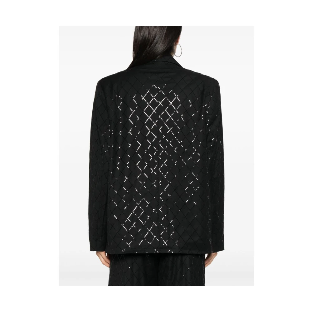 Rotate Birger Christensen Oversized Jas met Pailletten Black Dames