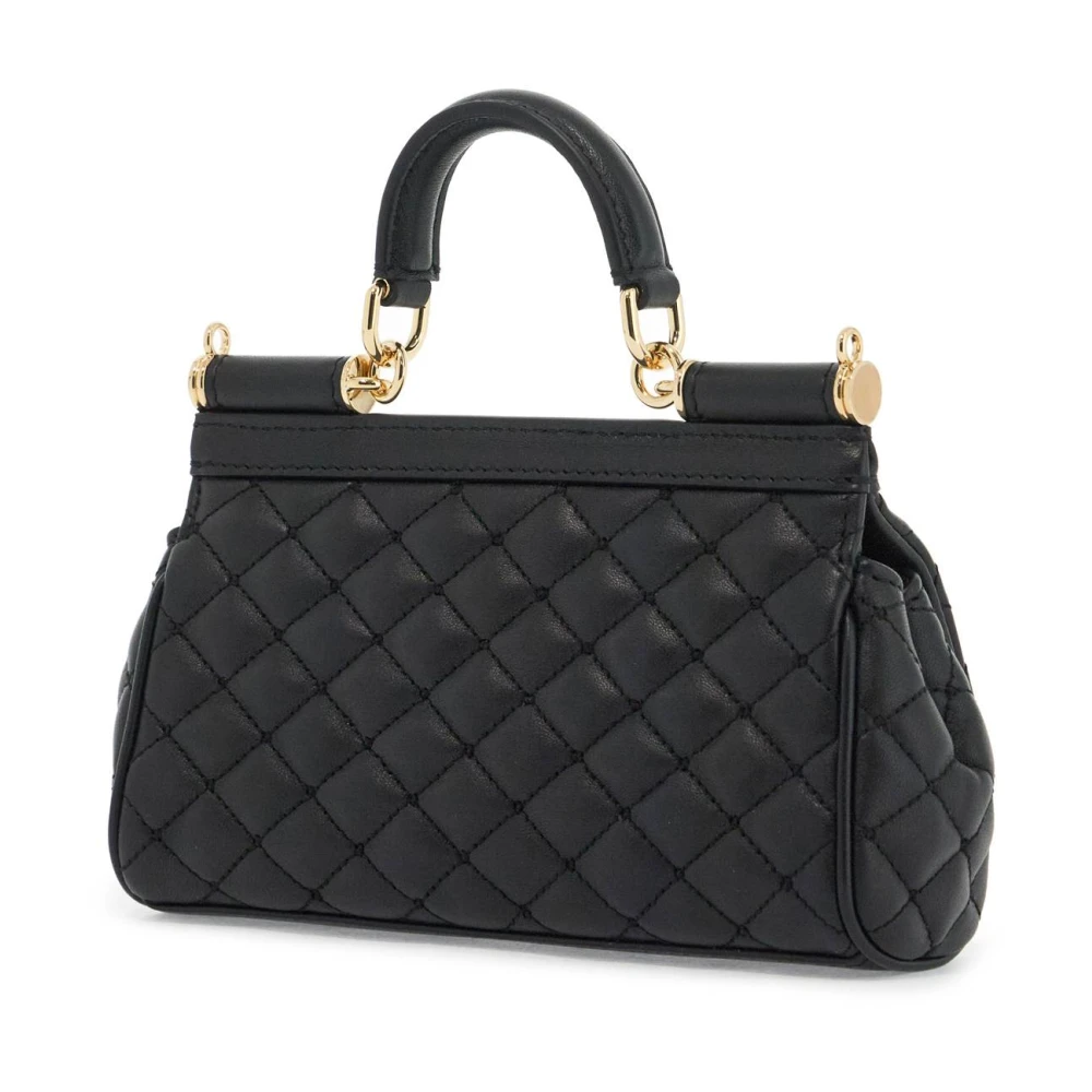 Dolce & Gabbana Gewatteerde Nappa Leren Handtas Black Dames