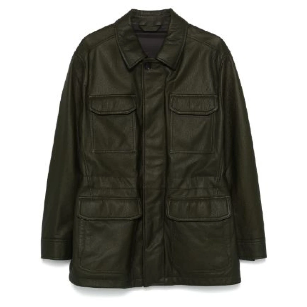 Brioni Gestructureerde olijfgroene safari-jas Green Heren