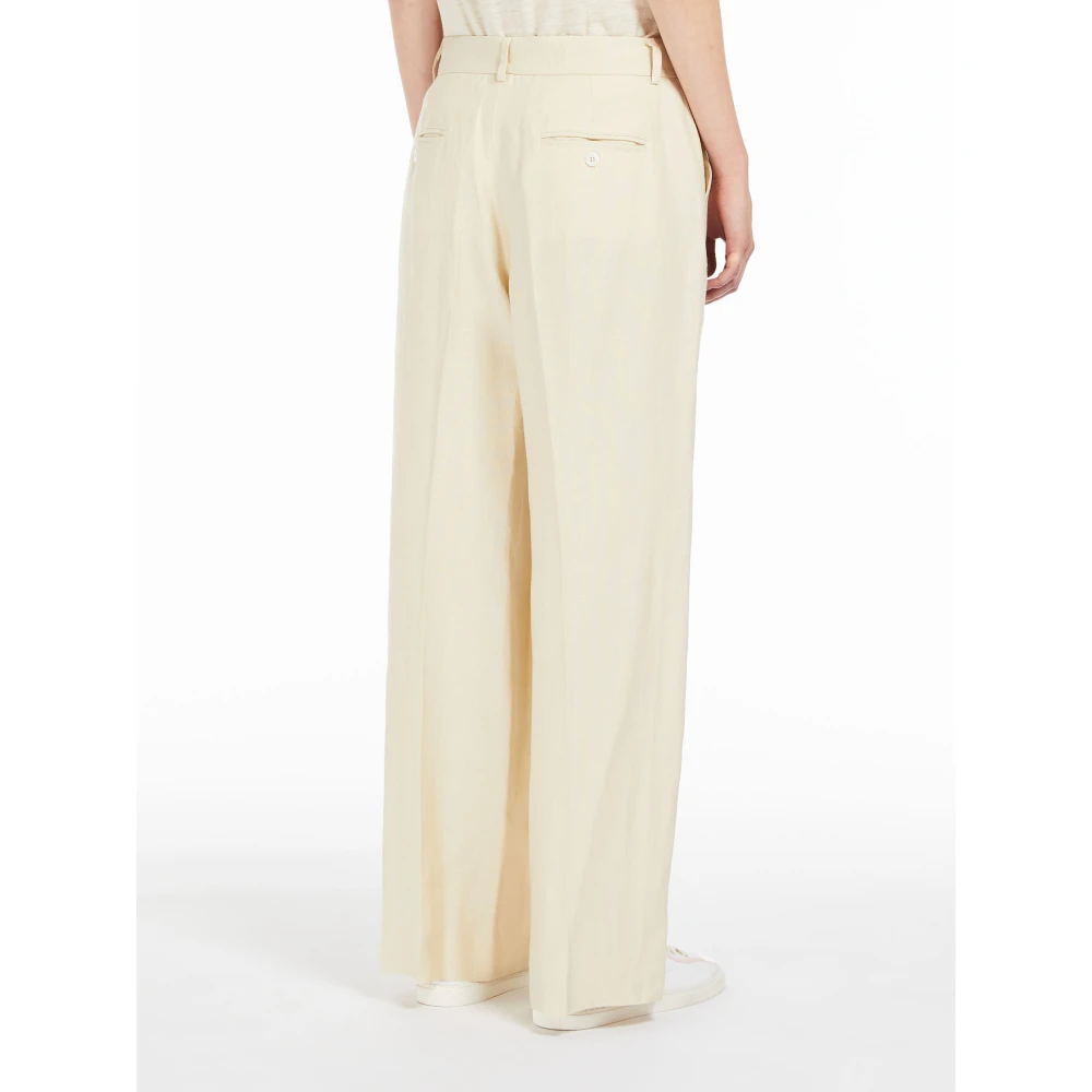 Max Mara Weekend Wijde Linnen Broek Beige Dames