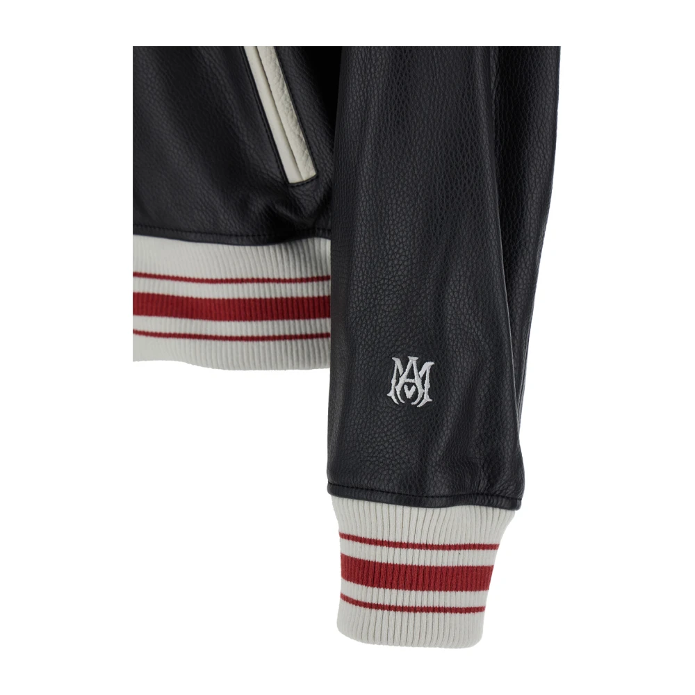 Amiri Zwarte Leren Bomberjas Black Heren