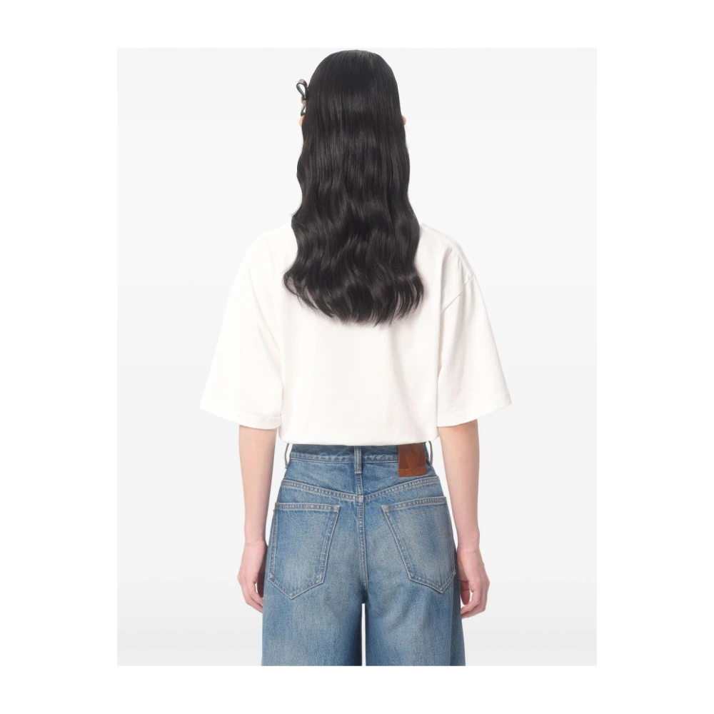 Valentino Wit Katoenen Slogan Print T-shirt White Dames