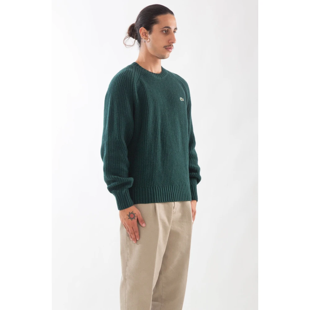 Lacoste Ribgebreide Raglan Trui Green Heren