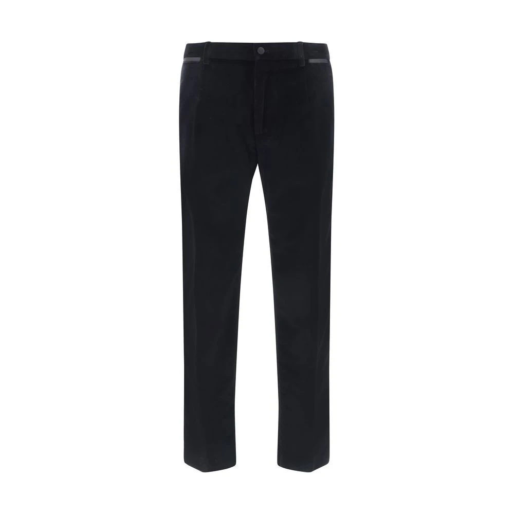 Dolce & Gabbana Zwarte broek met fluwelen stretchband Black Heren