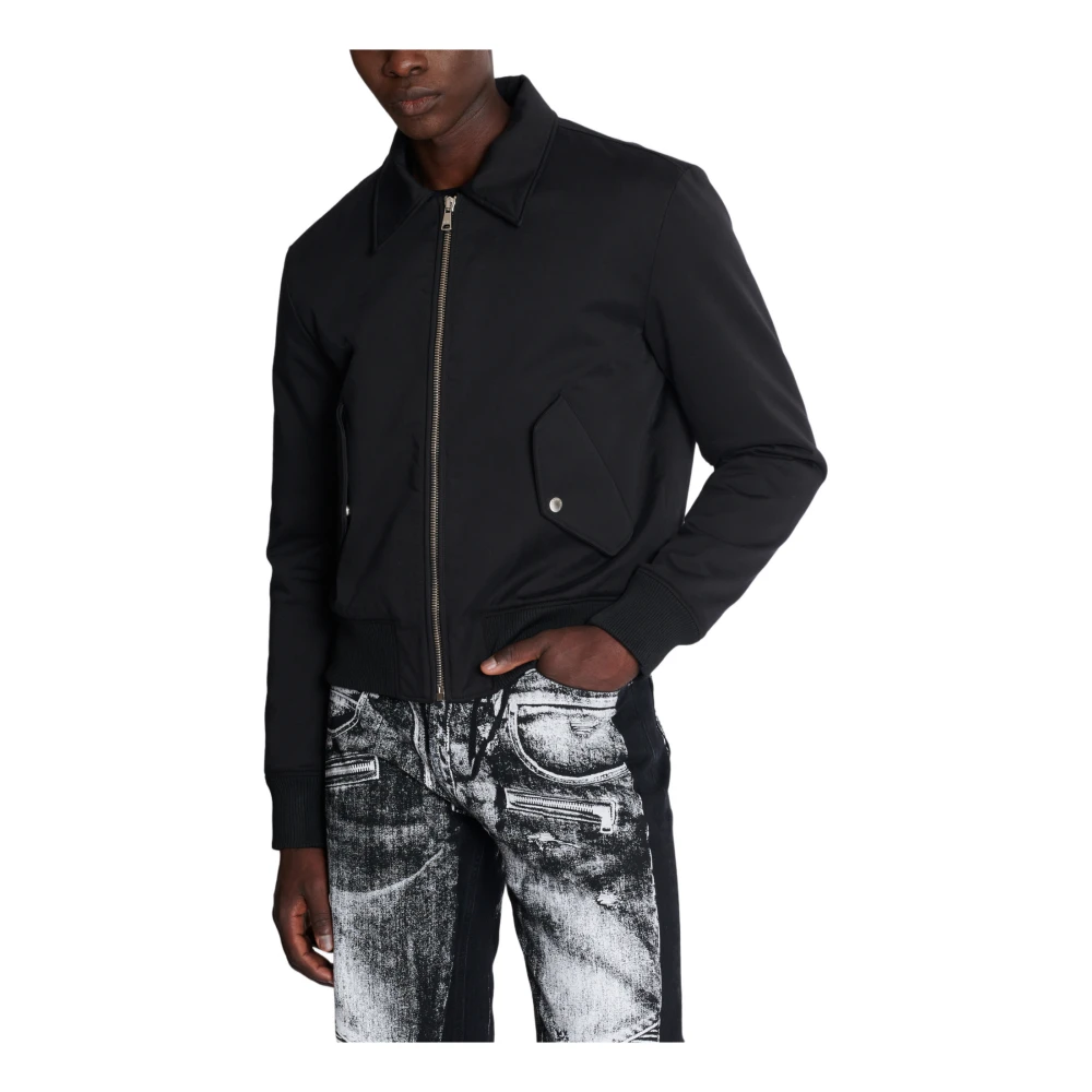 Balmain Bomberjack van katoen met vintage logo Black Heren