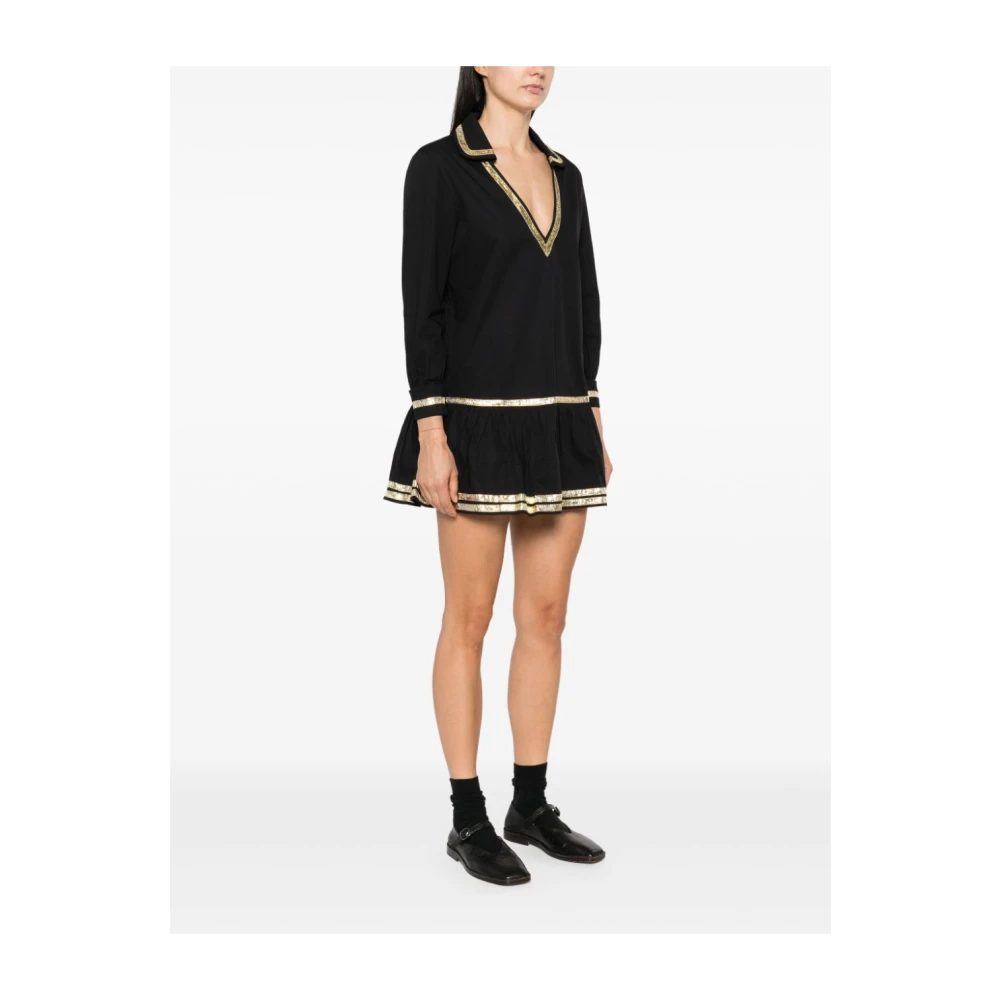 Bode Zwarte Tinsel Tape Jurk Black Dames