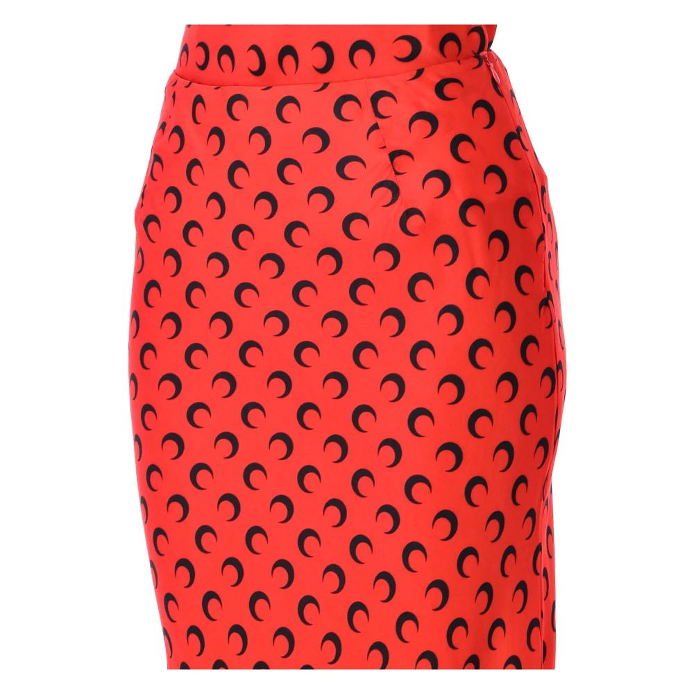 Marine Serre Maan Satijnen Midi Rok Rood Red Dames