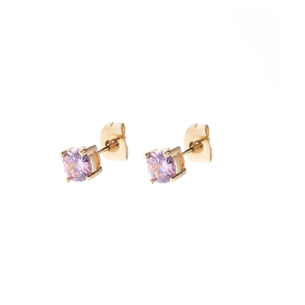 Crystal Stud Earrings Light Pink