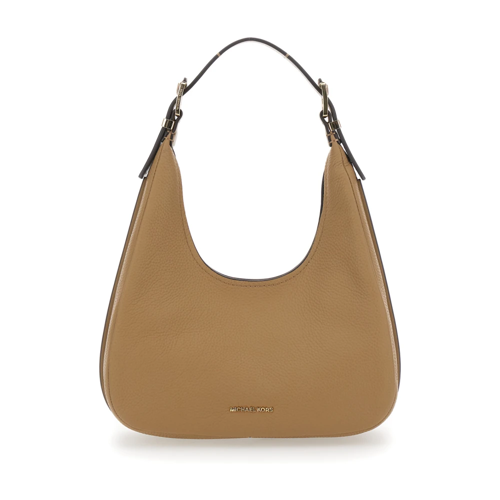 Michael Kors Nolita Kleine Hoboschoudertas van Gestikt Leder Beige Dames