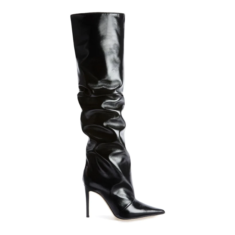 Giuseppe zanotti Zwarte Gala Laarzen met Patentleren Effect Black Dames